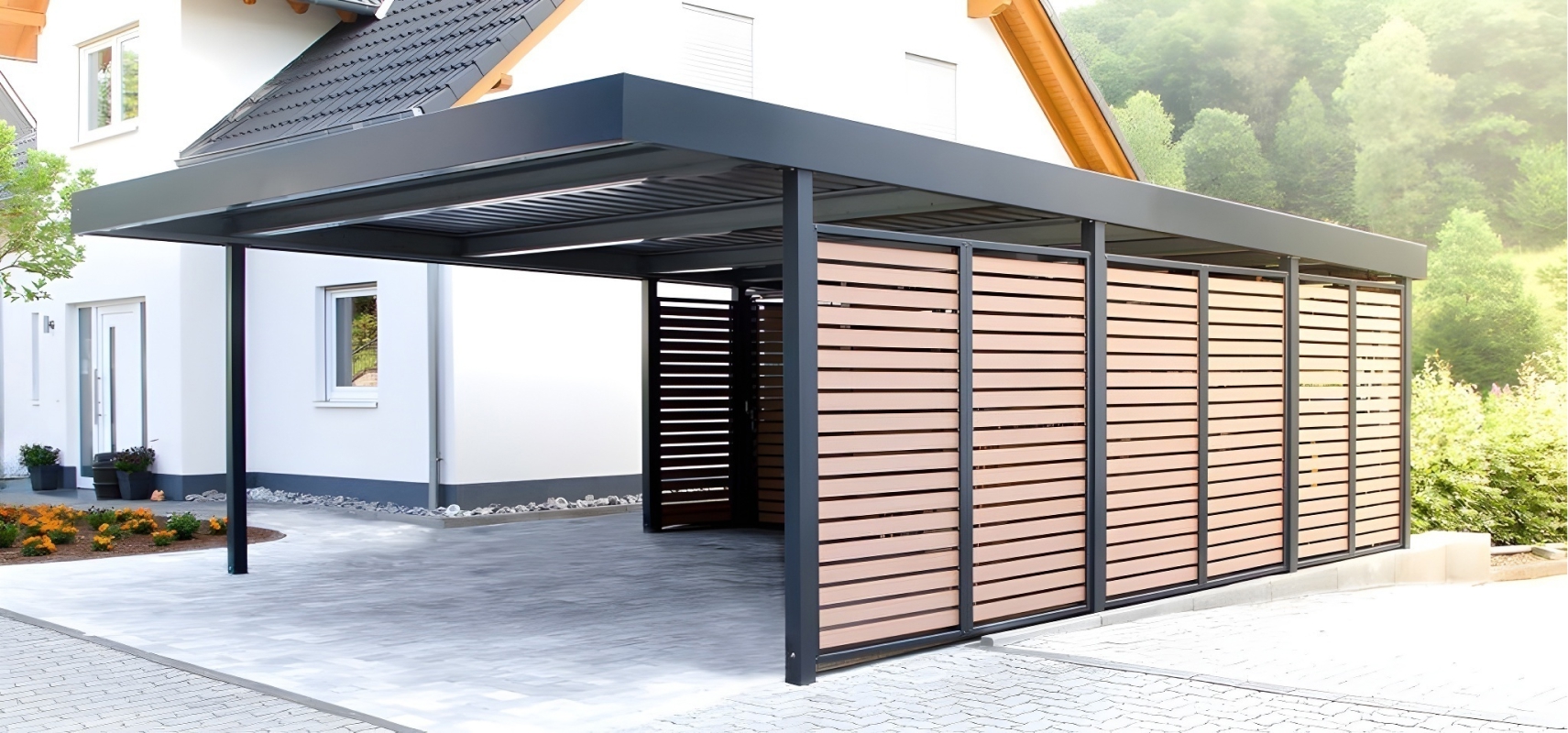 Арочный автонавес для дачи