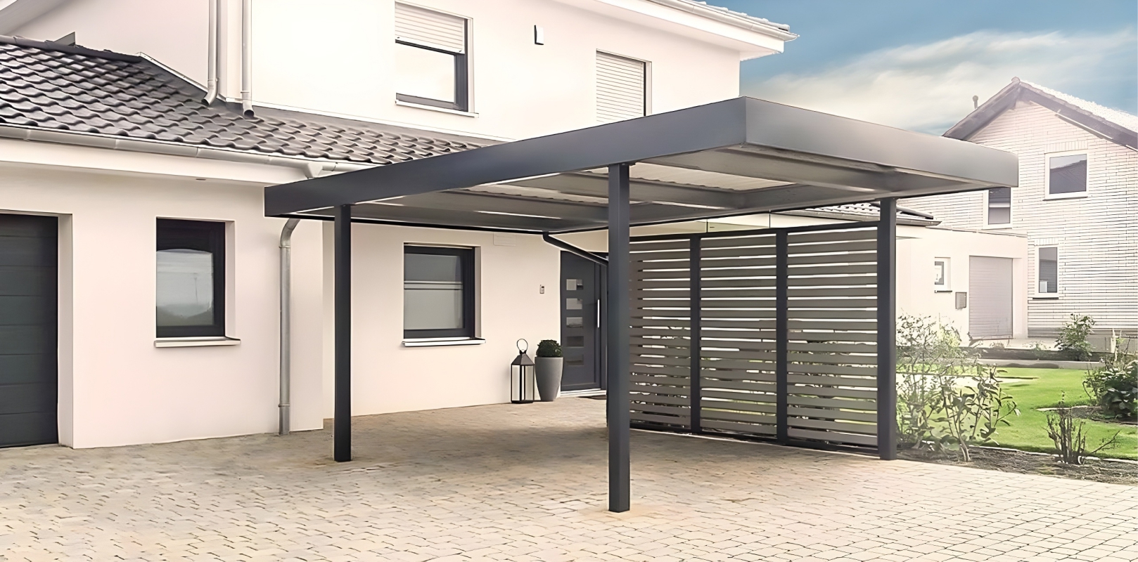 Арочный автонавес для дачи